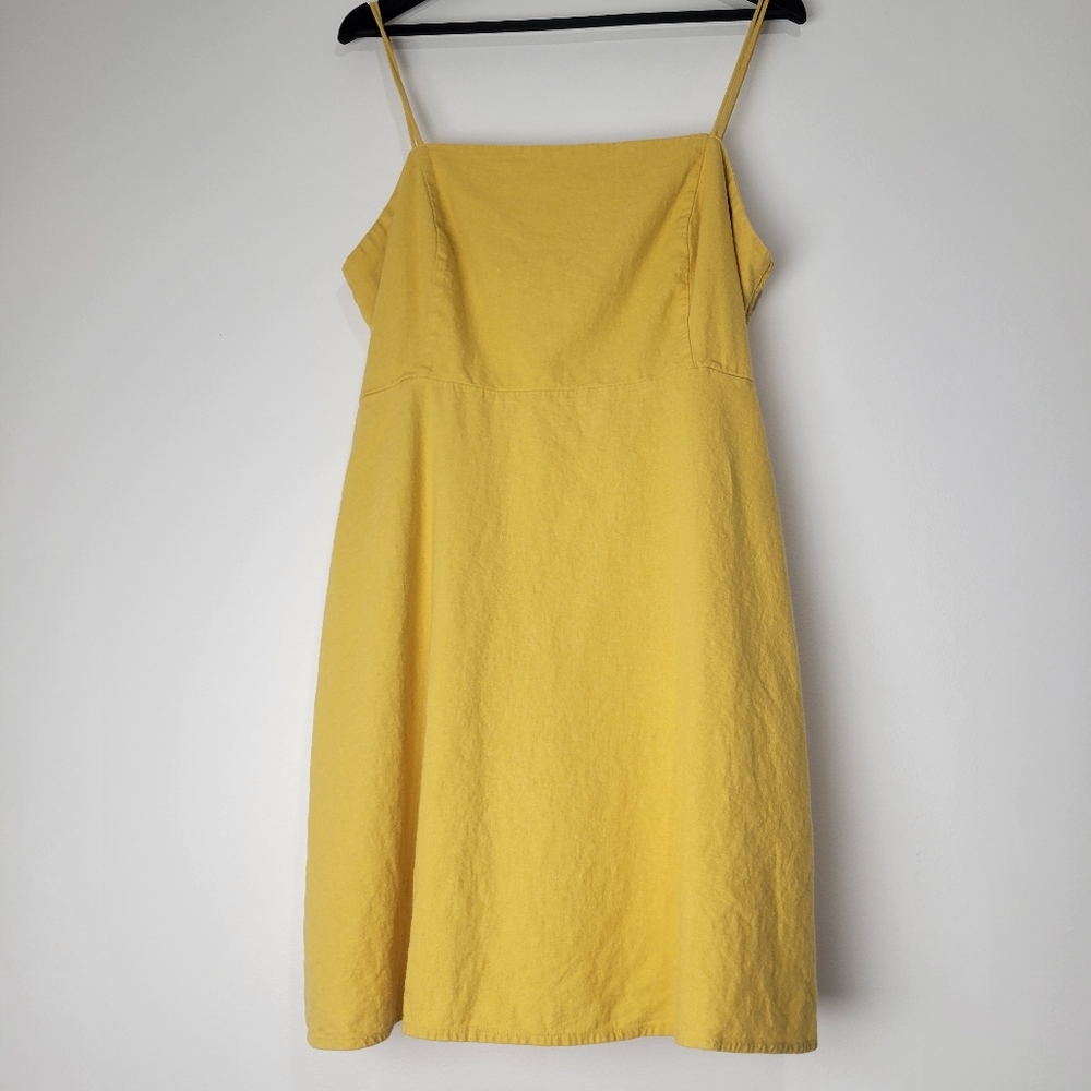 OLD NAVY WOMEN'S LINEN BLEND YELLOW SPAGHETTI STRAP DRESS SIZE XXL